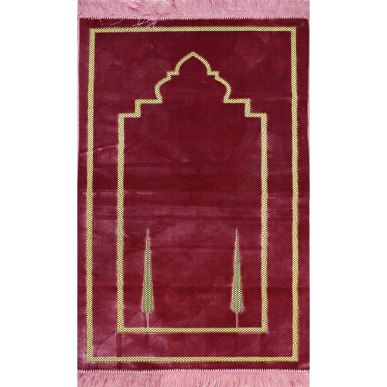 Maroon Yellow Cut Prayer Rug