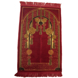 Red Cutted with Illumines Prayer Rug
