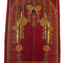 Red Cutted with Illumines Prayer Rug