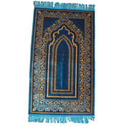 Sea Blue Flowered Prayer Rug