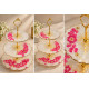 Luxury 3-Tier Resin Cake Stand with Pink Flowers & Gold Accents