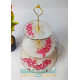 Luxury 3-Tier Resin Cake Stand with Pink Flowers & Gold Accents