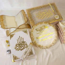 Personalized Quran Gift Box with Gold Resin Rehal & Wedding Plaque