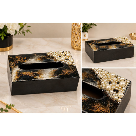 Elegant Pearl Decorated Resin Tissue Holder