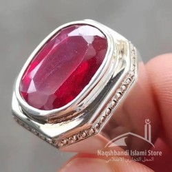 Ruby Silver Ring – Handcrafted Luxury Islamic Design