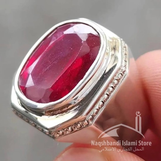Ruby Silver Ring – Handcrafted Luxury Islamic Design