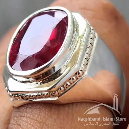 Ruby Silver Ring – Handcrafted Luxury Islamic Design