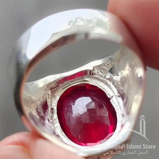 Ruby Silver Ring – Handcrafted Luxury Islamic Design