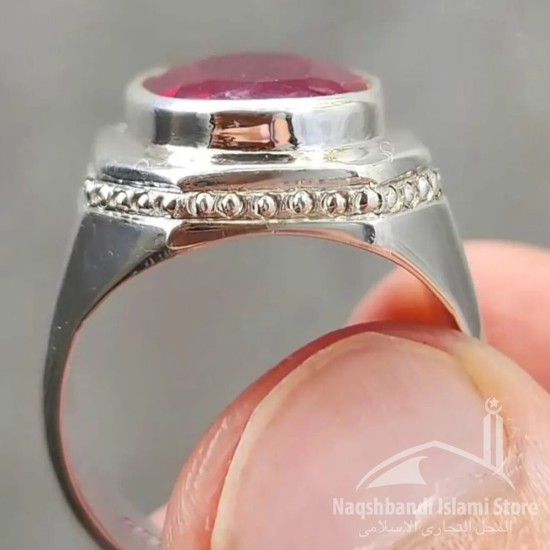 Ruby Silver Ring – Handcrafted Luxury Islamic Design