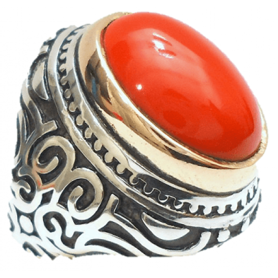 Coral Marjan Silver Ring