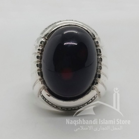 Black Yemeni Aqeeq Silver Ring – Timeless Sunnah Elegance