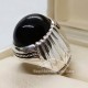 Black Yemeni Aqeeq Silver Ring – Timeless Sunnah Elegance