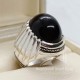Black Yemeni Aqeeq Silver Ring – Timeless Sunnah Elegance