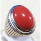 Coral Marjan Silver Oval Shape Ring