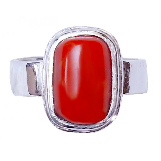 Coral Marjan Capsule Silver Ring