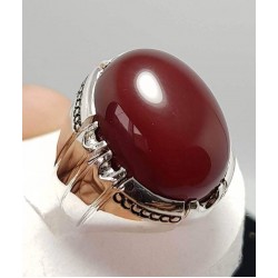 Men Dark Brown Yemeni Aqeeq Ring – Handmade Natural Yemeni Aqeeq (Unisex Sunnah Ring)