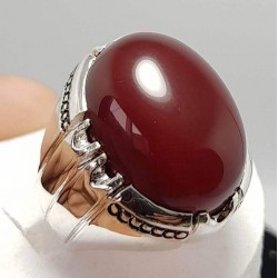 Men Dark Brown Yemeni Aqeeq Ring – Handmade Natural Yemeni Aqeeq (Unisex Sunnah Ring)