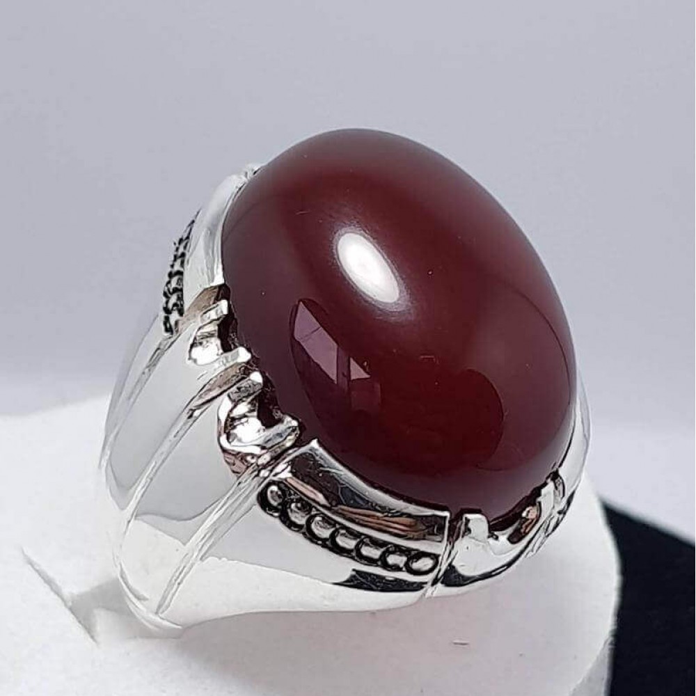 Men Dark Brown Yemeni Aqeeq Ring