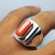 Natural Dark Deep Red Coral Marjan Ring