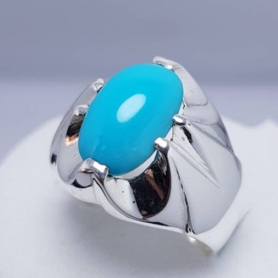 Turquoise Whispers: Artisan Silver Ring of Elegance - Paw shape