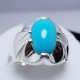 Turquoise Whispers: Artisan Silver Ring of Elegance - Paw shape