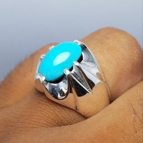 Turquoise Feroza Paw Shape Silver Ring