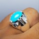 Turquoise Whispers: Artisan Silver Ring of Elegance - Paw shape