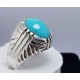 Tranquil Tides: Handcrafted Turquoise Silver Ring - Tiger Style