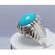 Tranquil Tides: Handcrafted Turquoise Silver Ring - Tiger Style
