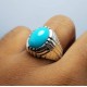 Tranquil Tides: Handcrafted Turquoise Silver Ring - Tiger Style