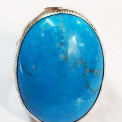 Oceanic Blue Oval shape stone Turquoise Feroza Silver Ring