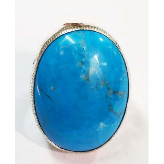 Oceanic Blue Oval shape stone Turquoise Feroza Silver Ring