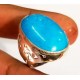 Oceanic Blue Oval shape stone Turquoise Feroza Silver Ring