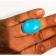 Oceanic Blue Oval shape stone Turquoise Feroza Silver Ring