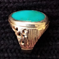 Natural Turquoise Feroza Oval Shape Silver Ring – Handcrafted Spiritual Jewelry (Unisex)