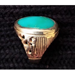 Natural Turquoise Feroza Oval Shape Silver Ring – Handcrafted Spiritual Jewelry (Unisex)