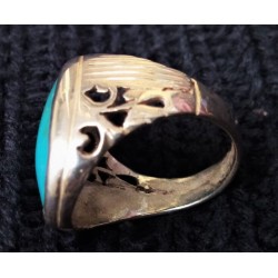 Natural Turquoise Feroza Oval Shape Silver Ring – Handcrafted Spiritual Jewelry (Unisex)