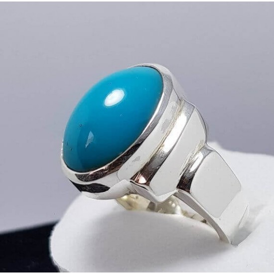 Azure Essence: Sterling Turquoise Silver Ring of Natural Beauty