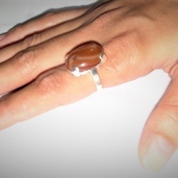 Carnelian Aqeeq Silver Ring - Handmade Natural Red Aqeeq (Unisex Sunnah Ring)