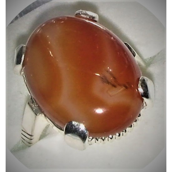 Carnelian Aqeeq Silver Ring