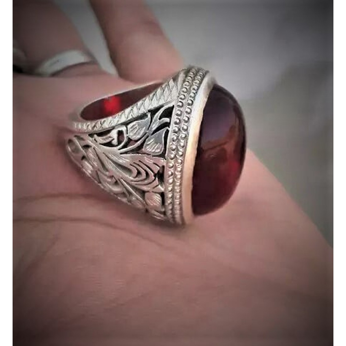 Ruby Yaqoot Silver Ring
