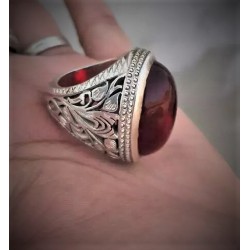 Ruby Yaqoot Silver Ring – Handmade Natural Ruby (Unisex Sunnah Ring)