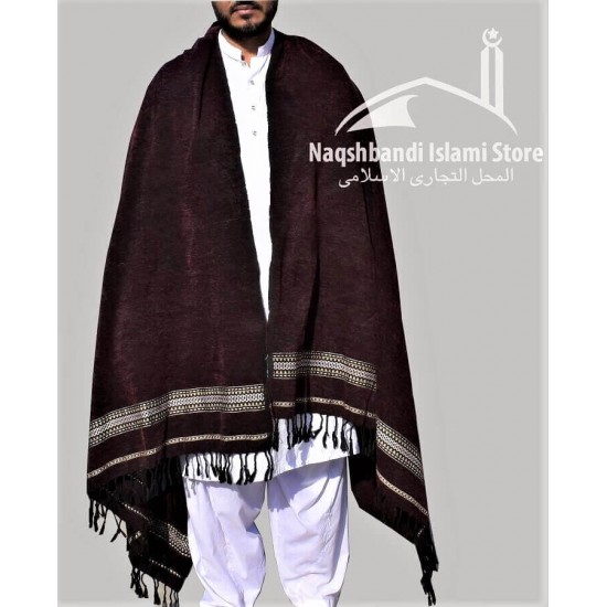 Pure Velvet Dark Brown Dhussa Chaddar Shawl