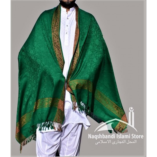 Baghdadi Shawl Sufi Muslim Green Kashmiri Pashmina Shawl Wool Woven Embroidery 