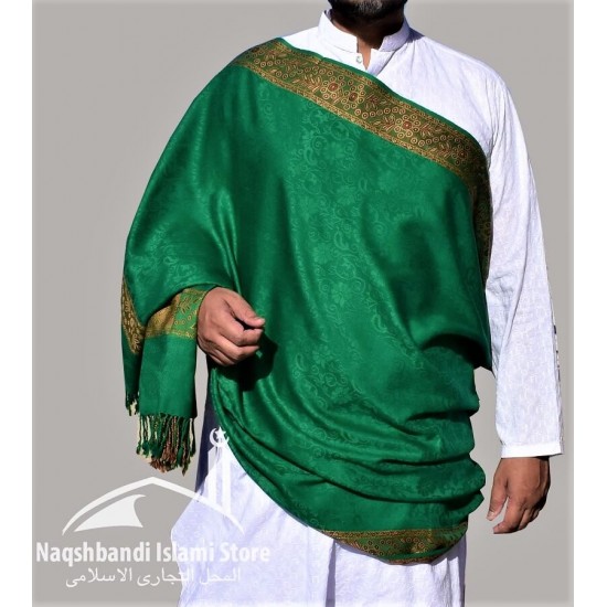 Baghdadi Shawl Sufi Muslim Green Kashmiri Pashmina Shawl Wool Woven Embroidery 