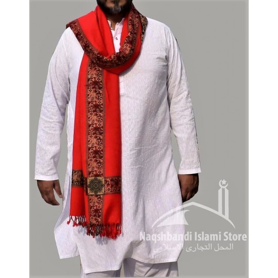 Baghdadi Shawl Sufi Muslim Red Kashmiri Pashmina Shawl Wool Woven Embroidery 