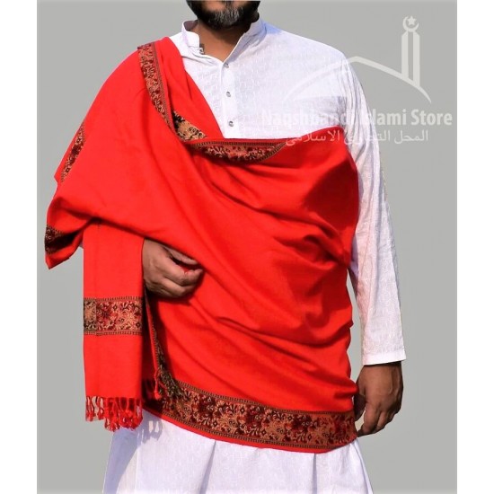 Baghdadi Shawl Sufi Muslim Red Kashmiri Pashmina Shawl Wool Woven Embroidery 