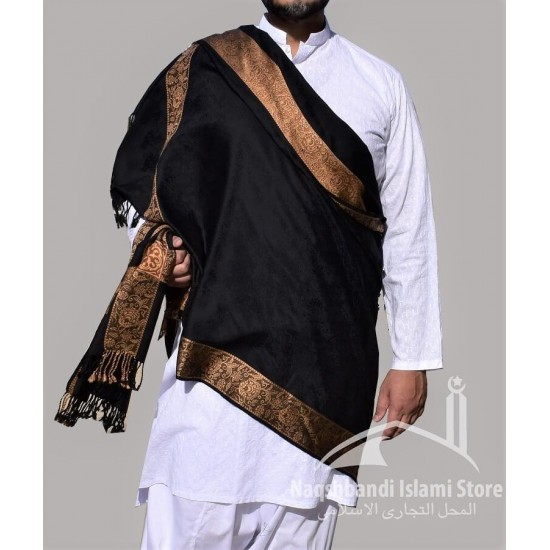 Baghdadi Shawl Sufi Muslim Black Kashmiri Pashmina Shawl Wool Woven Embroidery 