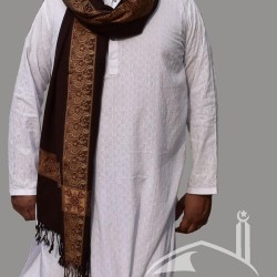 Baghdadi Shawl Sufi Muslim Brown Kashmiri Pashmina Shawl Wool Woven Embroidery 