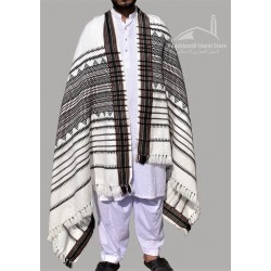 White Handmade Sindhi Thar Woolen Shawl